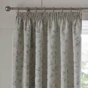 Image of Trailing Bird Jacquard Duck Egg Pencil Pleat Curtains Blue and Grey
