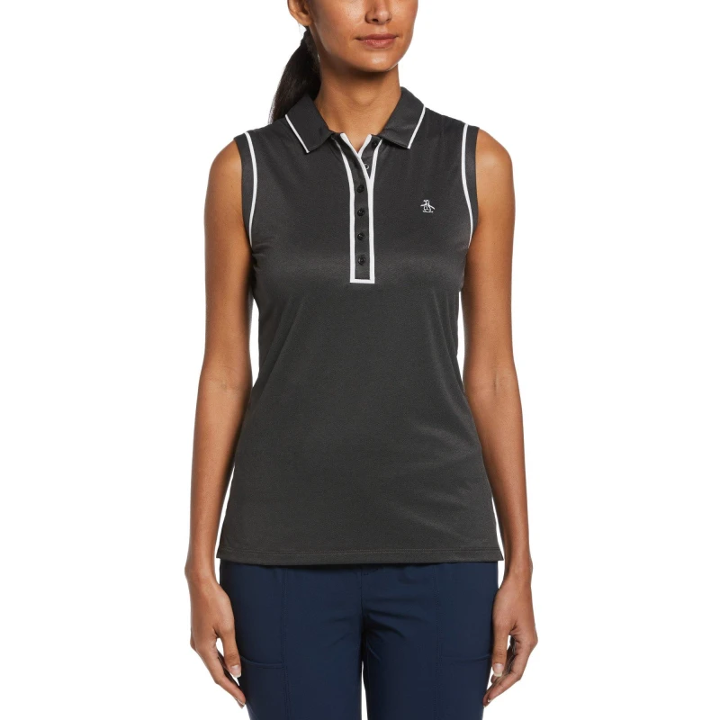 Image of Original Penguin Golf Womens Sleeveless Performance Polo Shirt Caviar female 10 (S)