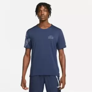 Image of Nike Dri-FIT Run Division Rise 365 Mens Flash Short-Sleeve Running Top - Blue