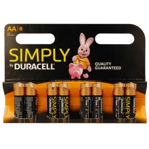 Image of Duracell Simply Alkaline Pack of 8 AA Batteries
