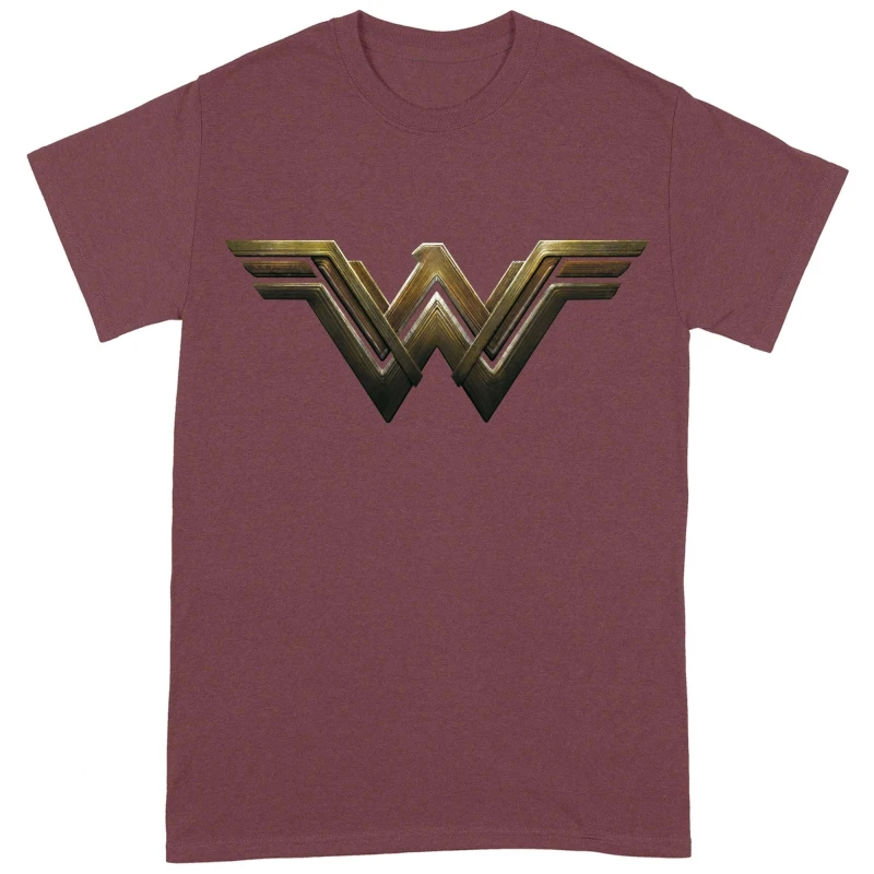 Image of Wonder Woman Mens Logo T-Shirt in Maroon Size: Small Maroon Male S
