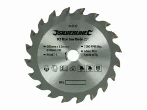Image of Silverline 876132 TCT Mini Saw Blade 85mm Dia - 10mm Bore - 20T