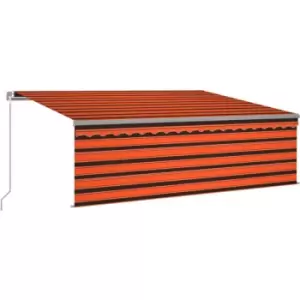 Image of Vidaxl - Manual Retractable Awning with Blind&LED 4x3m Orange&Brown Multicolour