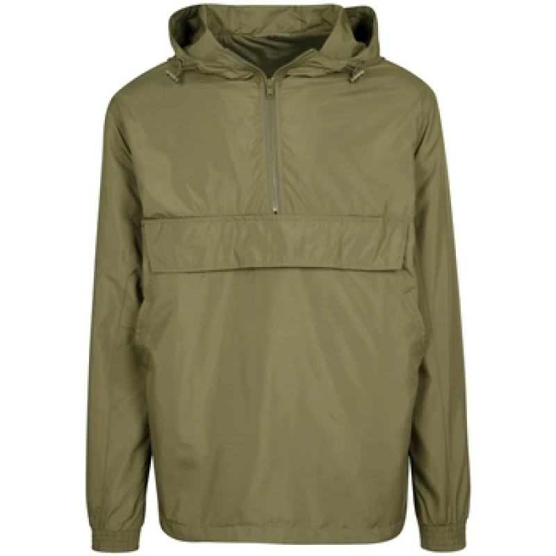 Image of Build Your Brand Mens Basic Pullover Jacket in Olive Size: Small Olive Male S