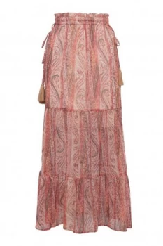 Image of French Connection Malika Sheer Paisley Maxi Skirt Red