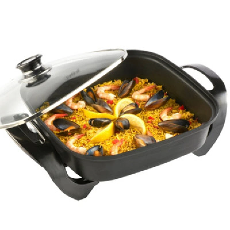 Image of Vonshef 5L Square Electric Frying Pan 30Cm With Lid & Adjustable Temperature Control Non Stick Aluminium With Cool Touch Handles