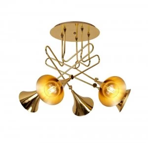 Image of Ceiling 5 Light E27, Gold