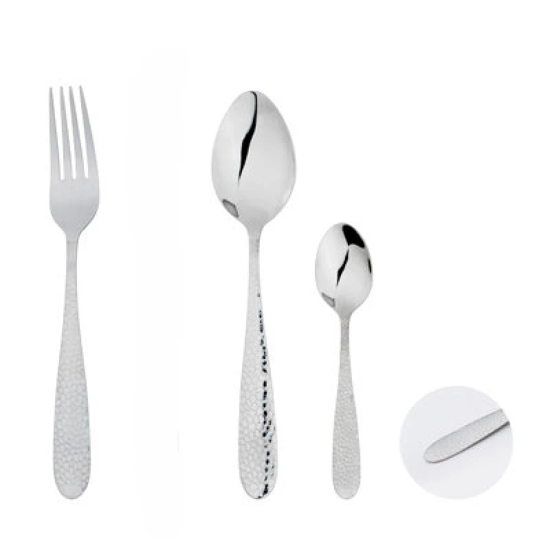 Image of Glim & Glam Cutlery Sets Stainless Steel Hammered Effect Handle 32 Piece Set Silver unisex