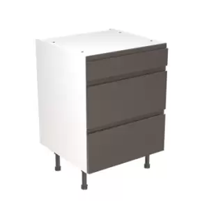 Image of KitchenKIT J-Pull Handleless 60cm 3-Drawer Unit - Gloss Graphite