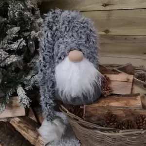Image of 33cm Festive Christmas Grey Gonk With Oversized Fur Pom Pom Hat