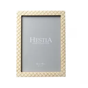 Image of Hestia Retreat Criss Cross Resin Carved Photo Frame 5" x 7"