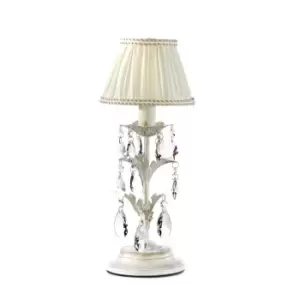 Image of Karen Table Lamp With Round Tapered Shade, Ivory