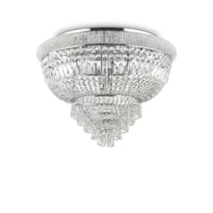 Image of Dubai Indoor 24 Lights Flush Chandelier Ceiling Lamp Chrome, E14