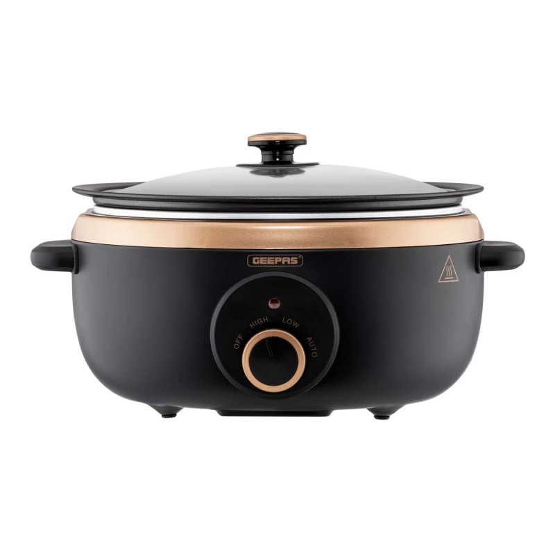 Image of Geepas 6.5L Slow Cooker 3 Heat Settings with Auto Mode in Black Unisex