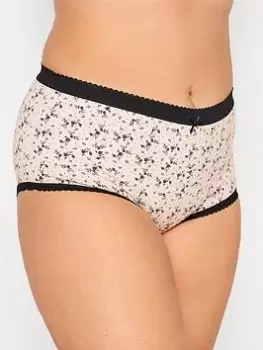 Image of Yours 5 Pack Ditsy Floral Full Briefs, Black, Size 38-40, Women