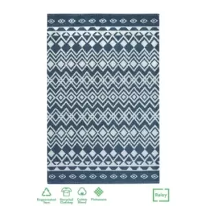Image of Relay Recycled Cotton Ethnic Rug Navy 160X230Cm