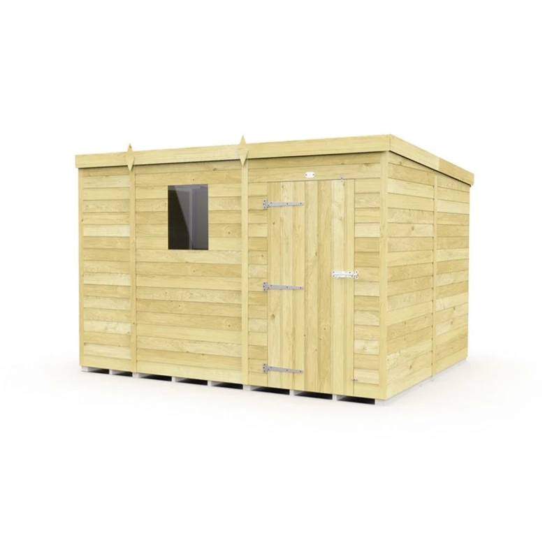 Image of Buttercup Farm 9 x 8 Feet Pent Shed - Single Door W/ Windows - L231 x W276 x H201cm in Brown Brown Unisex