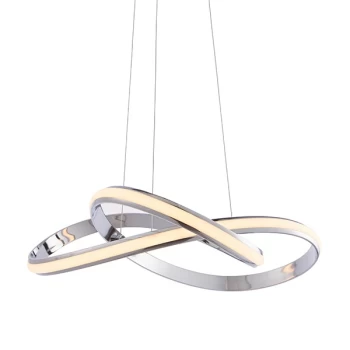 Image of Aria Integrated LED Pendant Chrome Effect Plate & Matt White Silicone 1 Light Dimmable IP20
