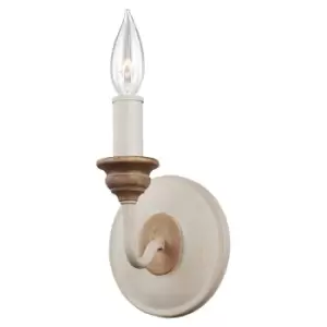 Image of Wall Light Sconce Chalk Washed/Beachwood LED E14 40W Bulb