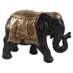 Image of Brushed Black and Gold Small Thai Elephant Figurine