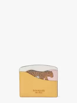 Image of Kate Spade Lucy Leopard Card Holder, Wild Senna Multi, One Size