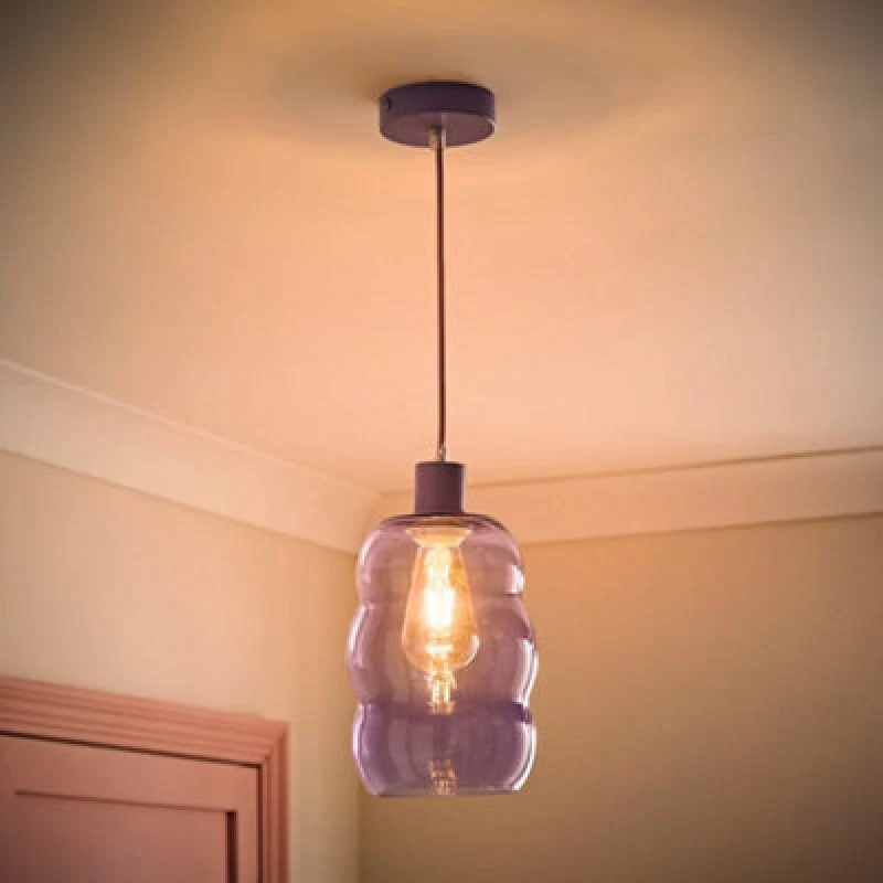 Image of ValueLights ValueLights Lolly Lilac Glass Bubble Pendant Ceiling Light with Bulb Lilac One Size Unisex 5059406071331