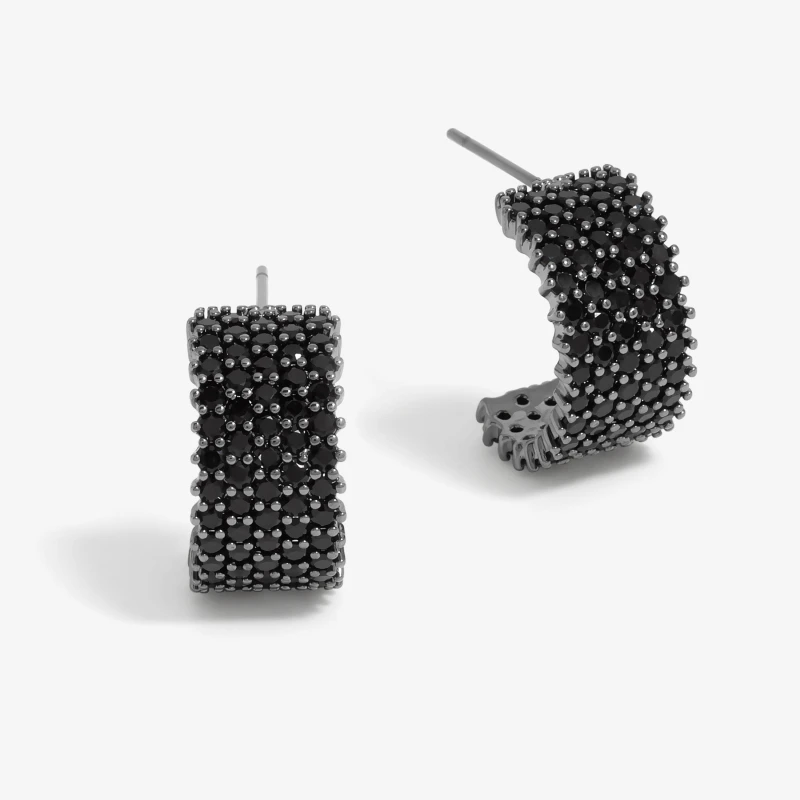 Image of Jon Richard Jet Pave Hoop Earrings Jewellery Sets One Size Black 72235103000