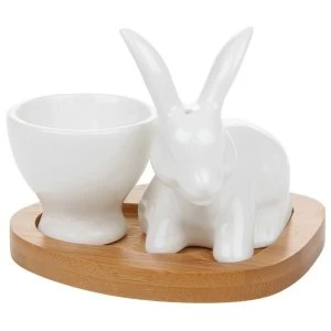 Image of White Bamboo Egg Cup Bunny