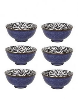 Image of Kitchencraft Mikasa Satori Living Gold Seigaiha Border Miso Serve Bowls Set Of 6