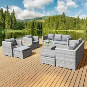 Image of Acorn Deluxe Rattan 10 Seat Modular Sofa Set in Dove Grey