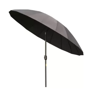 Image of Outsunny Ф255cm Patio Parasol Umbrella Outdoor Market Table Parasol with Push Button Tilt Crank and Ribs for Garden Lawn Backyard Pool Dark Grey