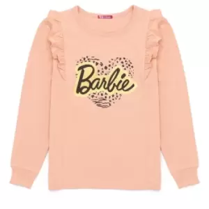 Image of Barbie Girls Frill Top (5-6 Years) (Peach/Black/Gold)