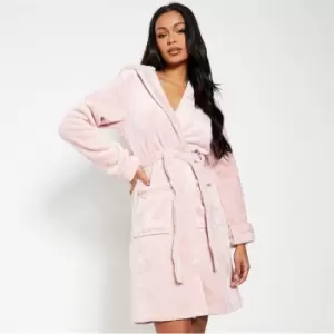 Image of I Saw It First Luxury Sherpa Fleece Hooded Dressing Gown - Pink