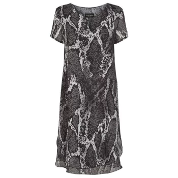 Image of James Lakeland Python Print Wave Hem Dress - Charcoal