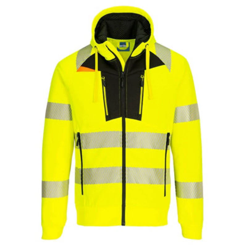 Image of Portwest DX4 Hi Vis Funnel Neck Zipped Sweatshirt DX477YBRM Colour: Yellow / Black