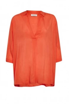 Image of Great Plains Kezia Shirting Collared Blouse Red
