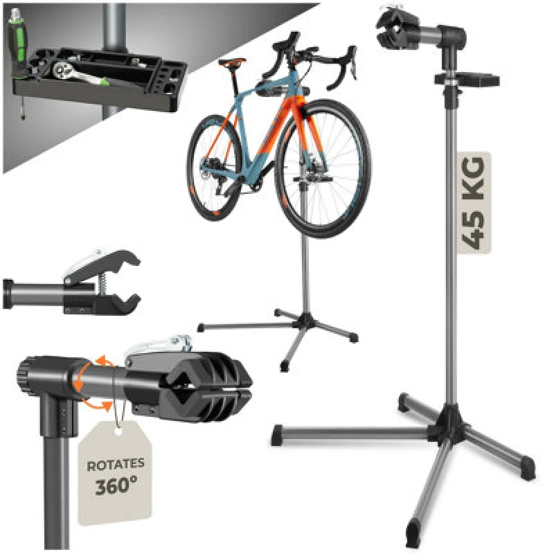 Image of TECTAKE Tectake - Bike repair stand with tool tray - bike work stand, bike maintenance stand, work stand 400991