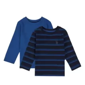 Image of US Polo Assn USPA 2PStripe LS Tee Bb31 - Blue