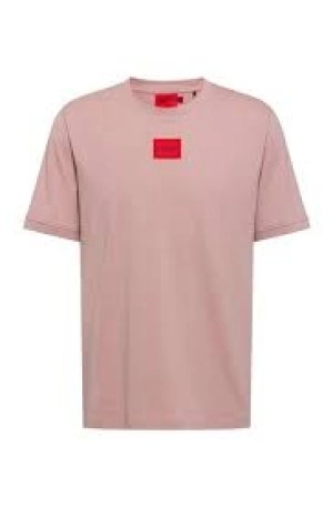 Image of Hugo Boss Relaxed Fit Red Logo T-Shirt Pastel Brown Size S Men