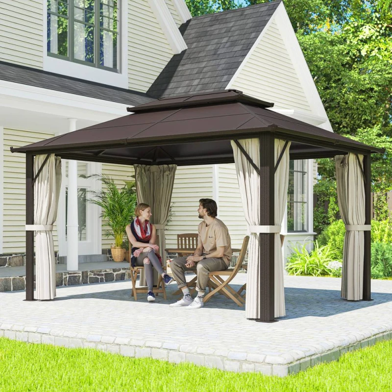 Image of Outsunny 3x4m Polycarbonate Hardtop Gazebo with Aluminium Frame Beige