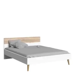 Image of Oslo Euro King Bed (160 X 200) In White And Oak Effect