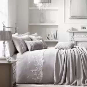 Image of By Caprice Home Lacy Butterfly Embellished Duvet Cover Set, Silver, Double