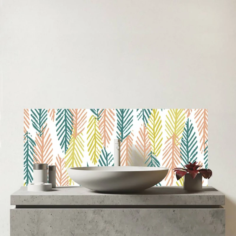 Image of Warren Reed - Designer Scandinavian Style Foliage Glass Bathroom Splashback in Green Green Unisex