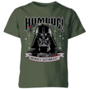 Image of Star Wars Darth Vader Humbug Kids Christmas T-Shirt - Forest Green - 3-4 Years