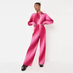Image of Missguided Tall Coord Plisse Wide Leg Trouser - Pink