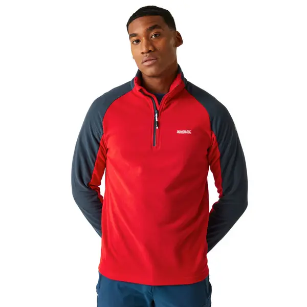 Image of Regatta Mens Elson II Half Zip Grid Fleece Jacket M - Chest 39-40' (99-101.5cm) Danger Red/Navy RMA522-PSC-M