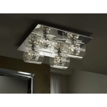 Image of Schuller Flash - 4 Light Crystal Flush Ceiling Light Chrome, G9