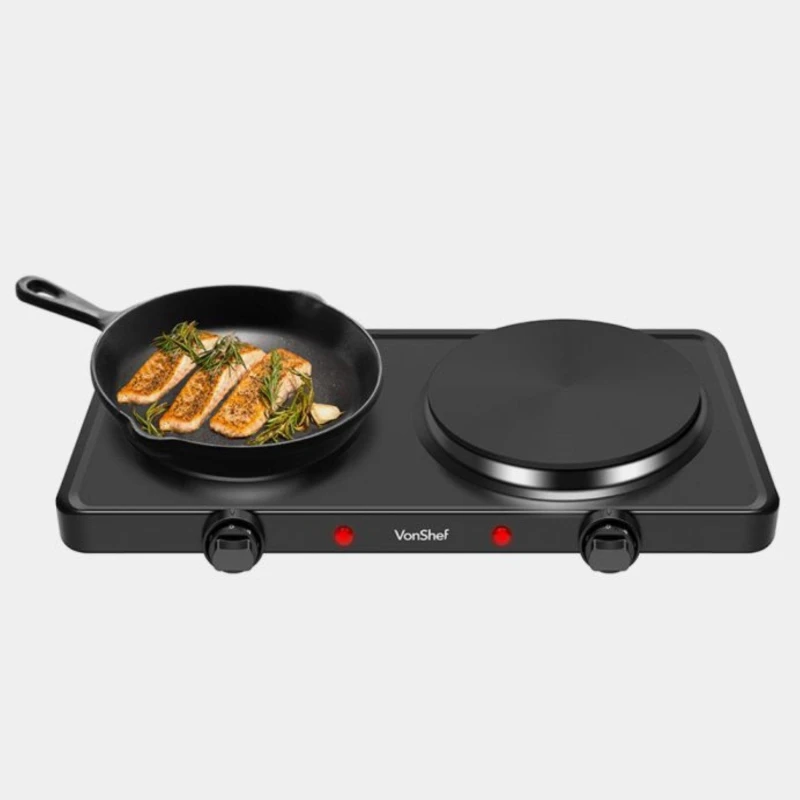 Image of VonShef Electric Double Hot Plate Black