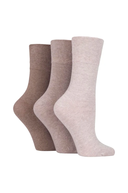 Image of SOCKSHOP Iomi 3 Pair Footnurse Gentle Grip Diabetic Socks Natural