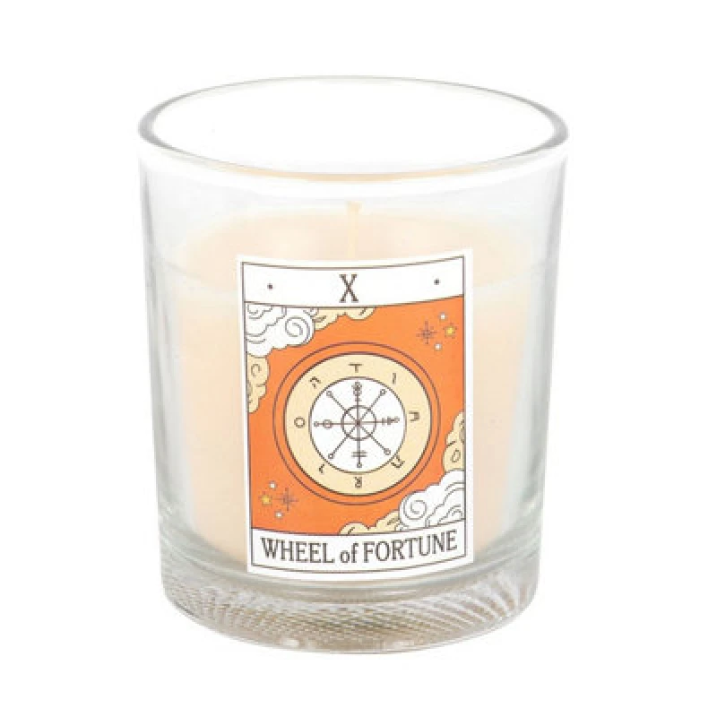 Image of Something Different Something Different The Wheel Of Fortune Orange Tarot Vintage Candle in White White One Size Unisex 5063806851400
